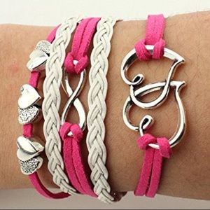 💗 Hearts Woven Leather Braided Infinity Bracelet